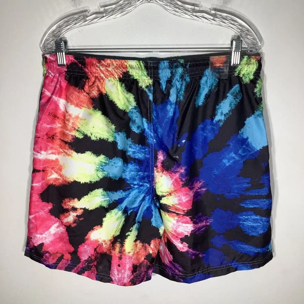 Broken Threads Mens Swim Trunks Black Multi Swirl Size Medium‎ NWT